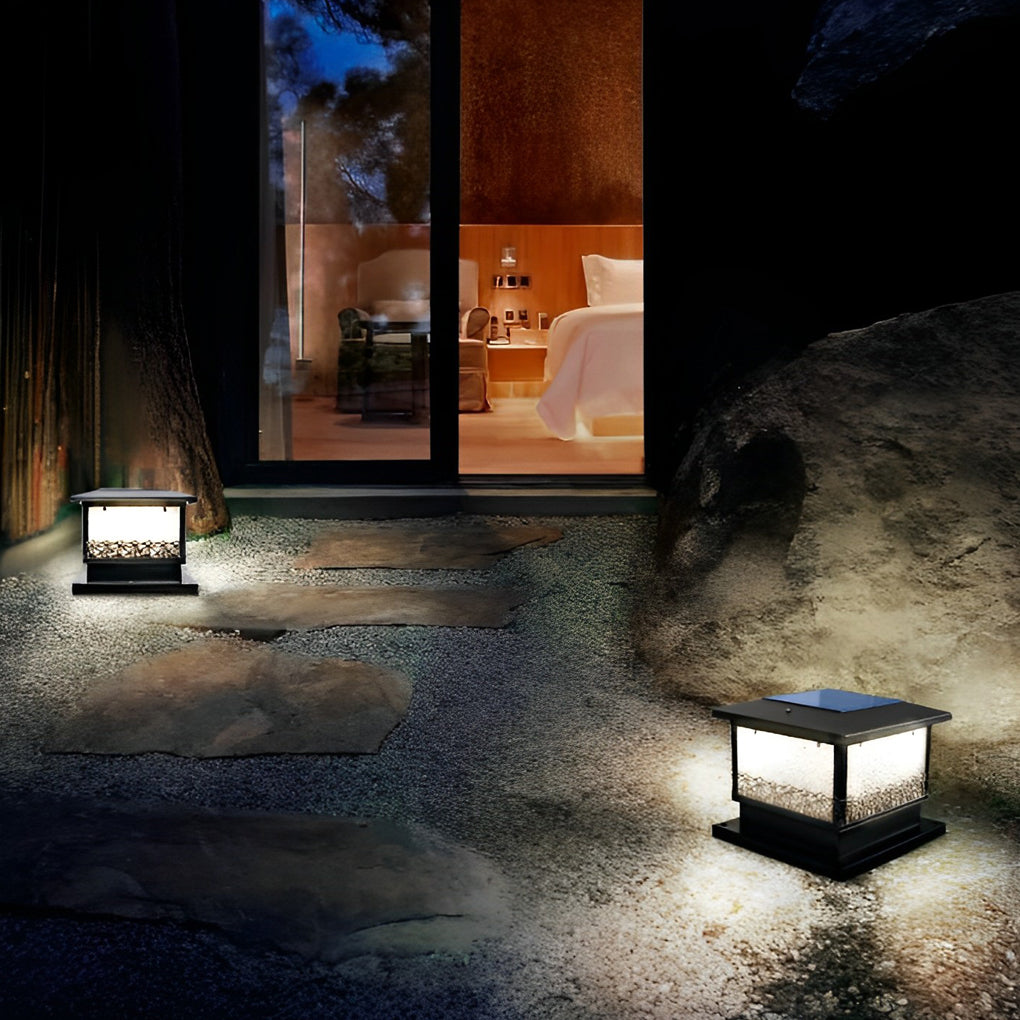 Modern Solar LED Fence Post Light - Waterproof Metal Outdoor Lighting