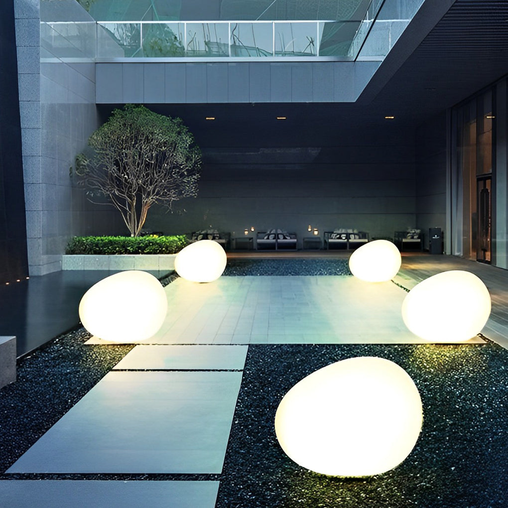 Modern Cobblestone LED Outdoor Lamp with 3-Color Temperature Settings
