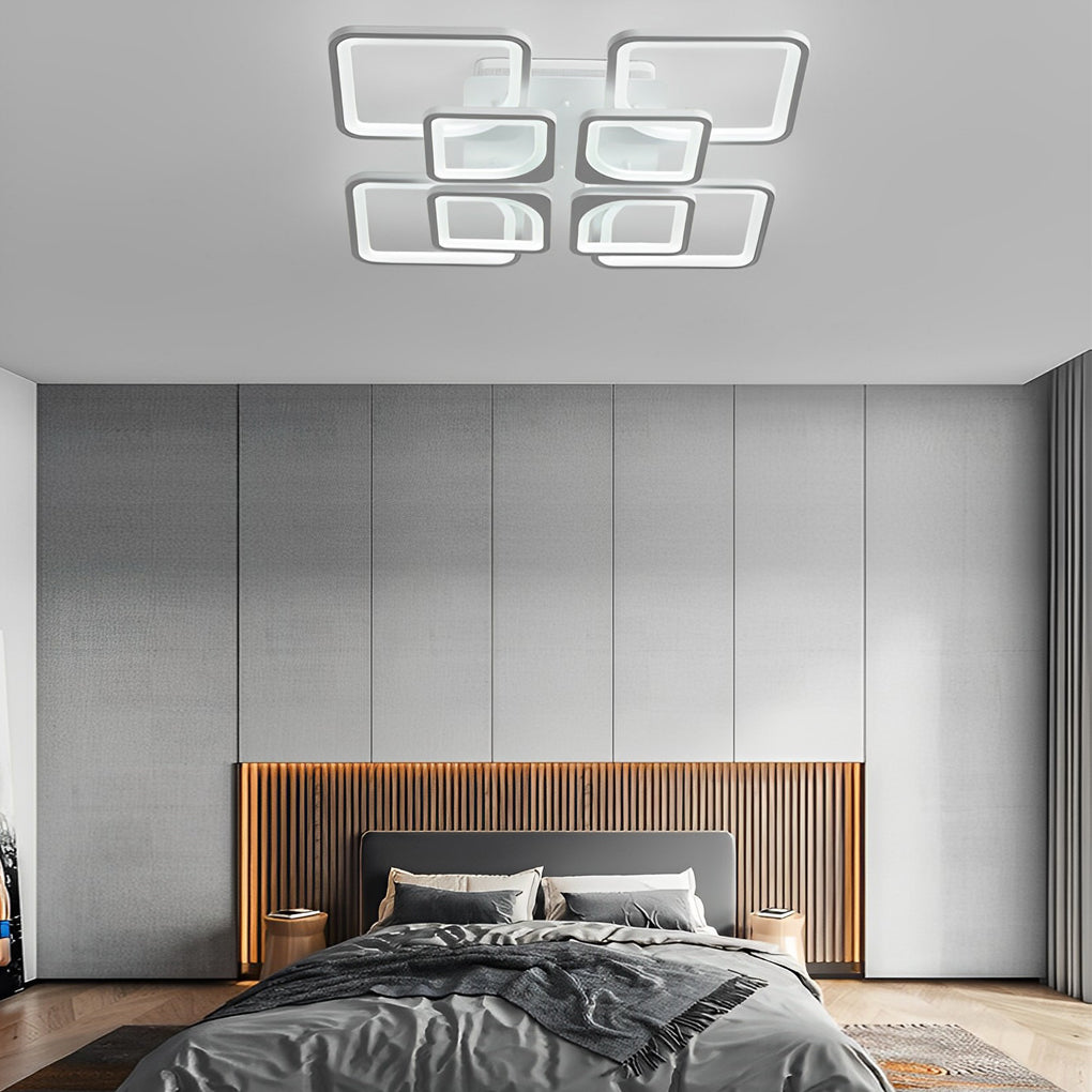 Modern Square LED Ceiling Light with Stepless Dimming & Remote