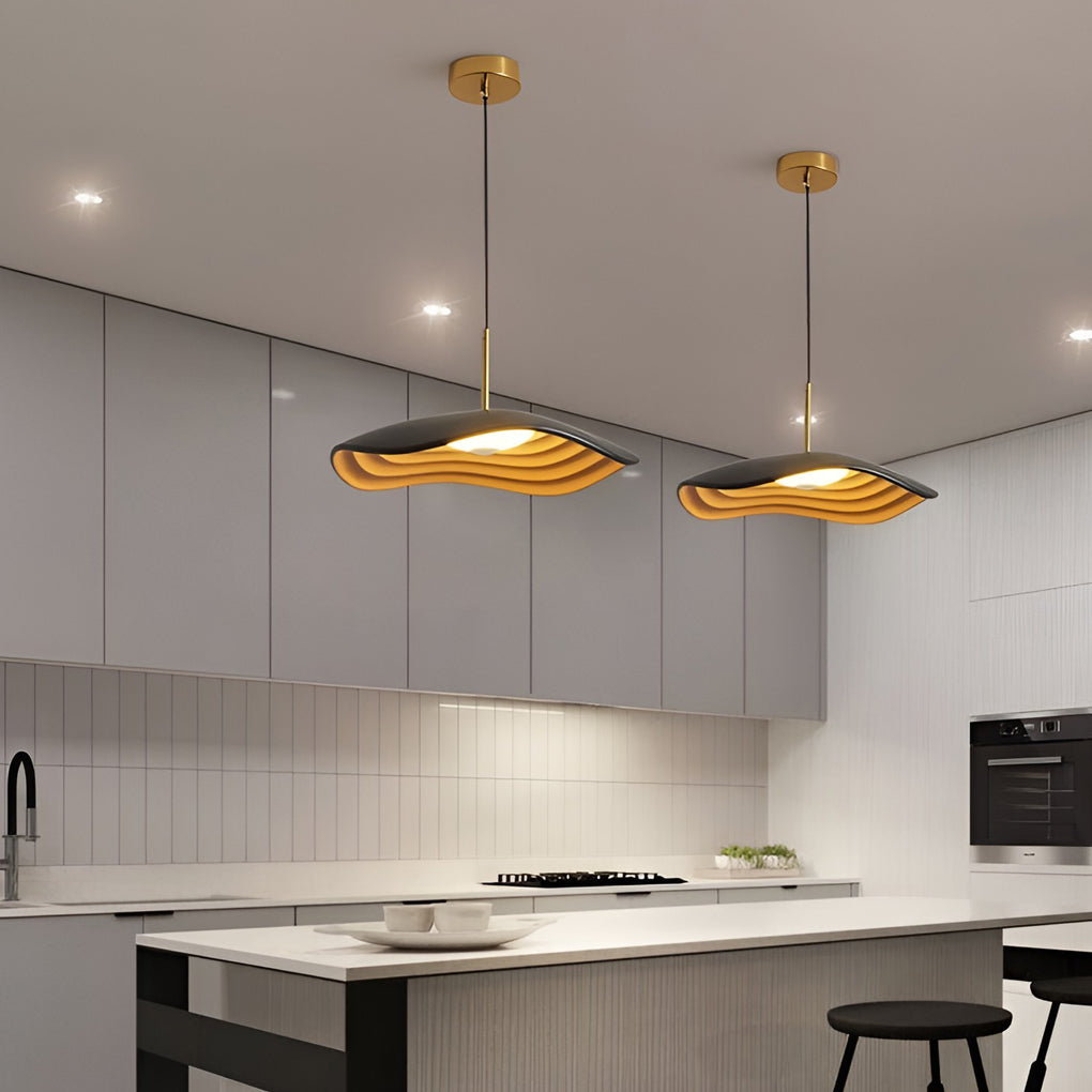 Modern Round Resin Pendant Light with 12W LED – Black & Gray