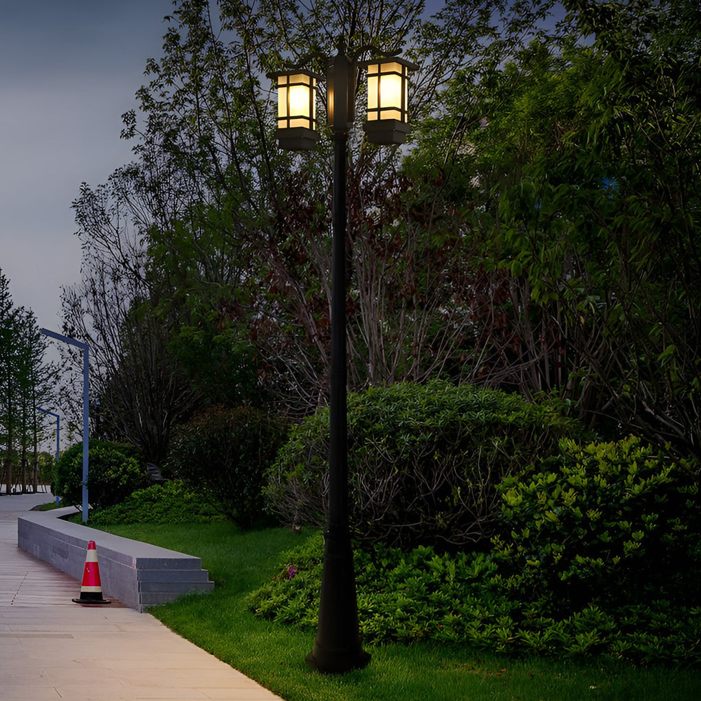 Modern Black Outdoor Post Light - 2/3 Light Aluminum Street Lamp