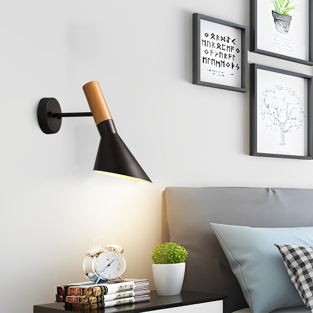 Modern Industrial Wood & Iron Wall Sconce with E27 Socket