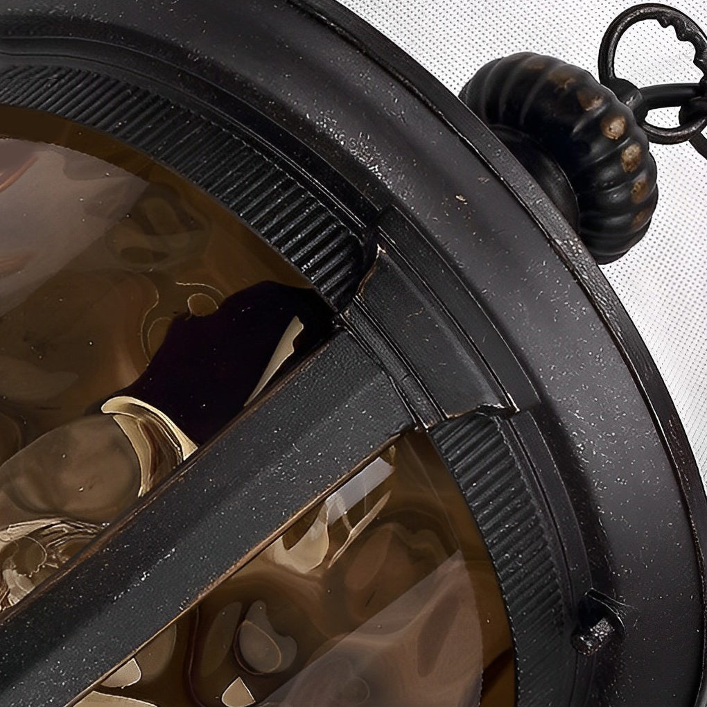 Waterproof Glass Outdoor Pendant Light Black Modern Industrial