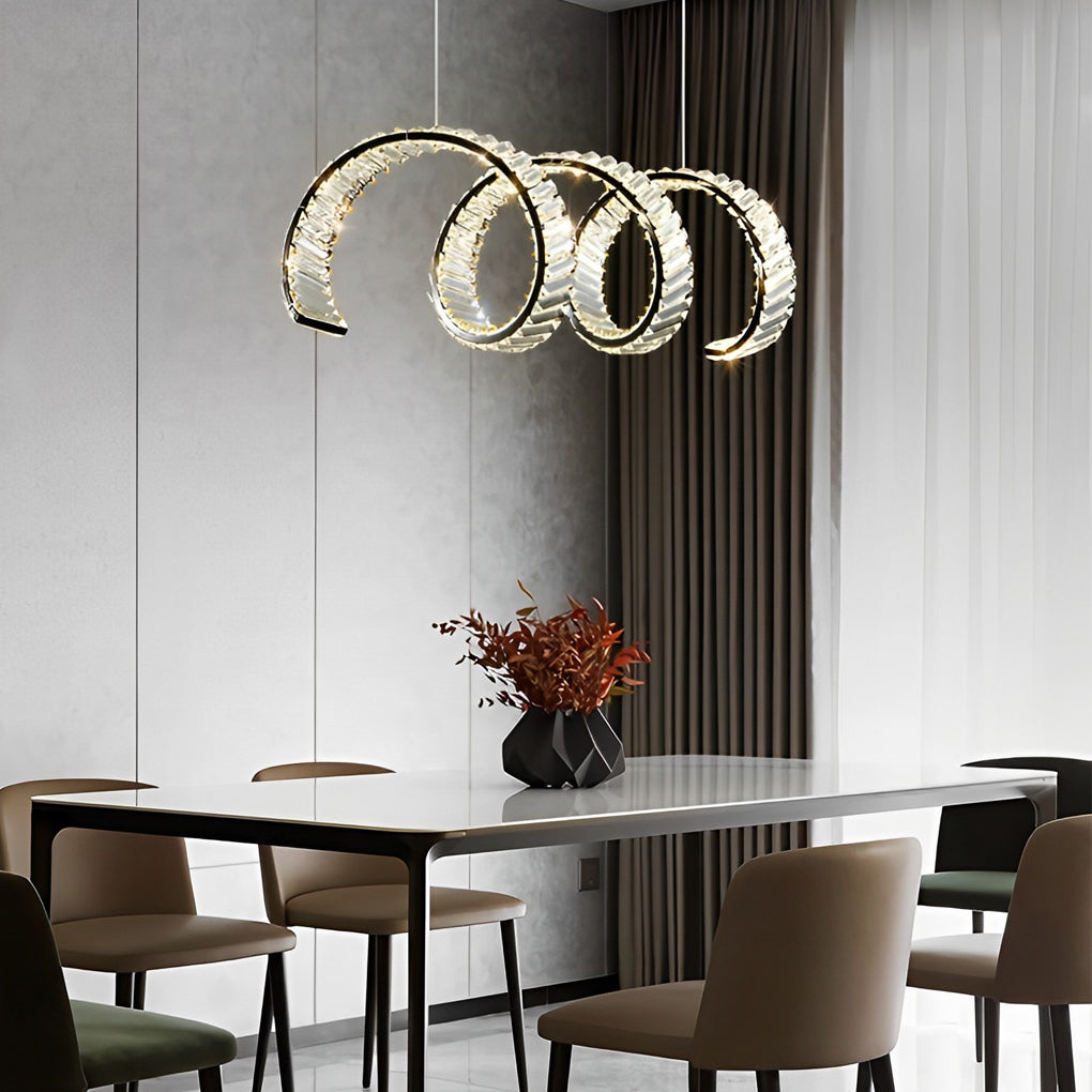 Crystal Wave LED Pendant Light - Modern Dining Room Chandelier