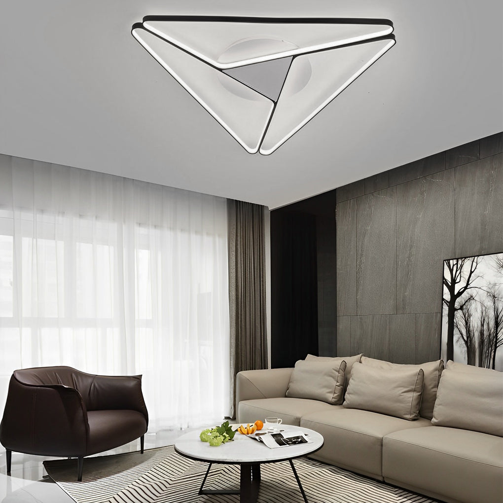 Geometric LED Flush Mount Ceiling Light Modern Metal & PVC