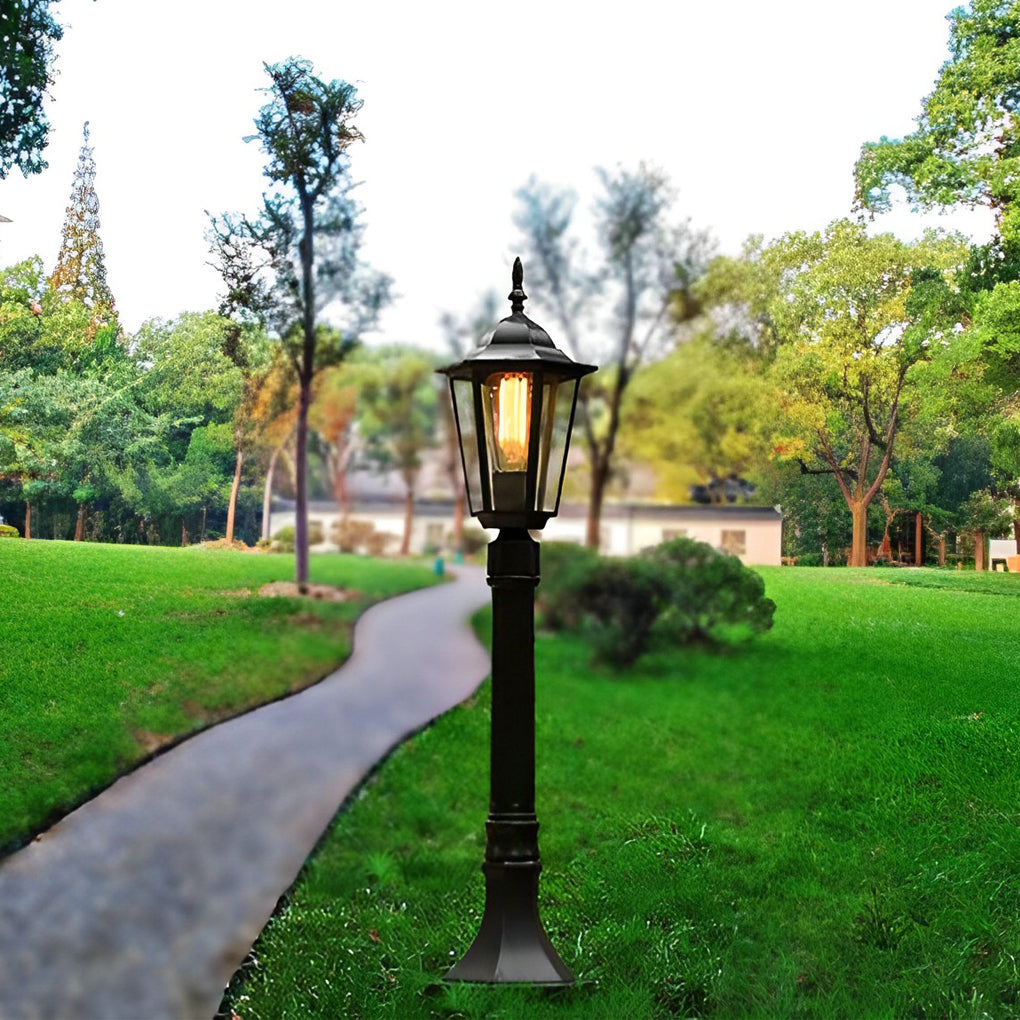 Traditional Black Aluminum Post Path Light E27 Waterproof 31 Inch