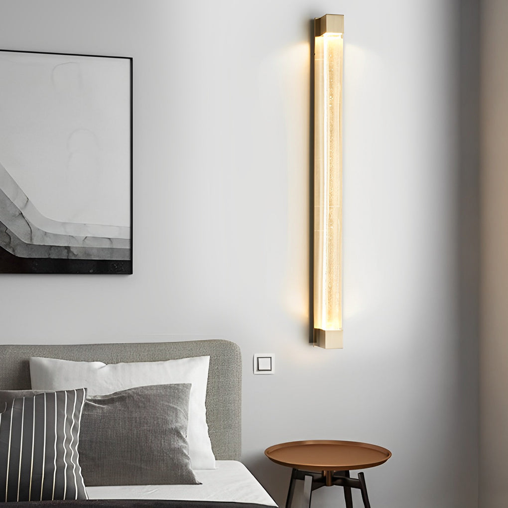 Modern Crystal Strip LED Wall Sconce with Metal Frame