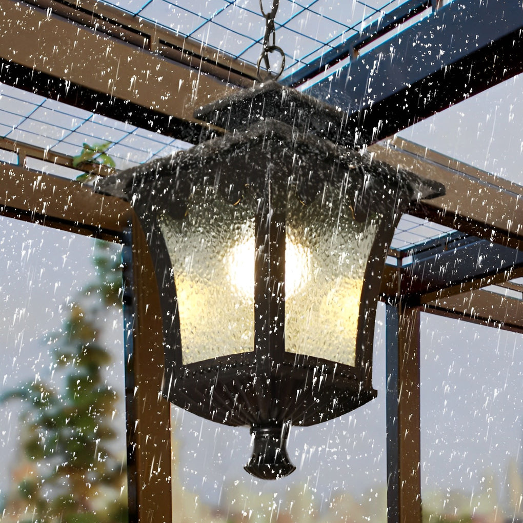 Waterproof Outdoor Pendant Light with Glass Shade & Aluminum Body