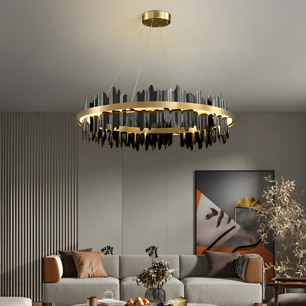Modern Circular LED Chandelier with Stepless Dimming & Remote
