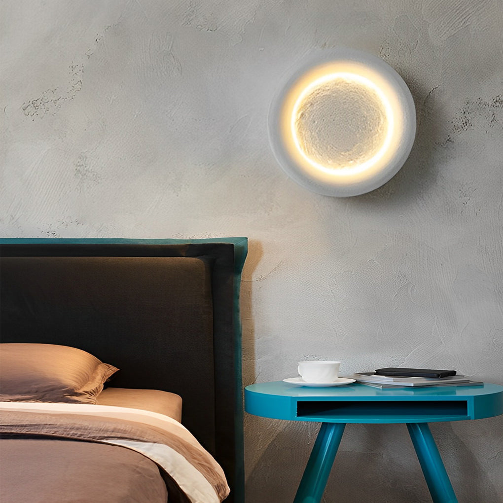 Round Moon Resin Wall Sconce - Modern LED Wall Light