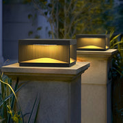 Modern Square Solar Fence Post Light - Stainless Steel Outdoor