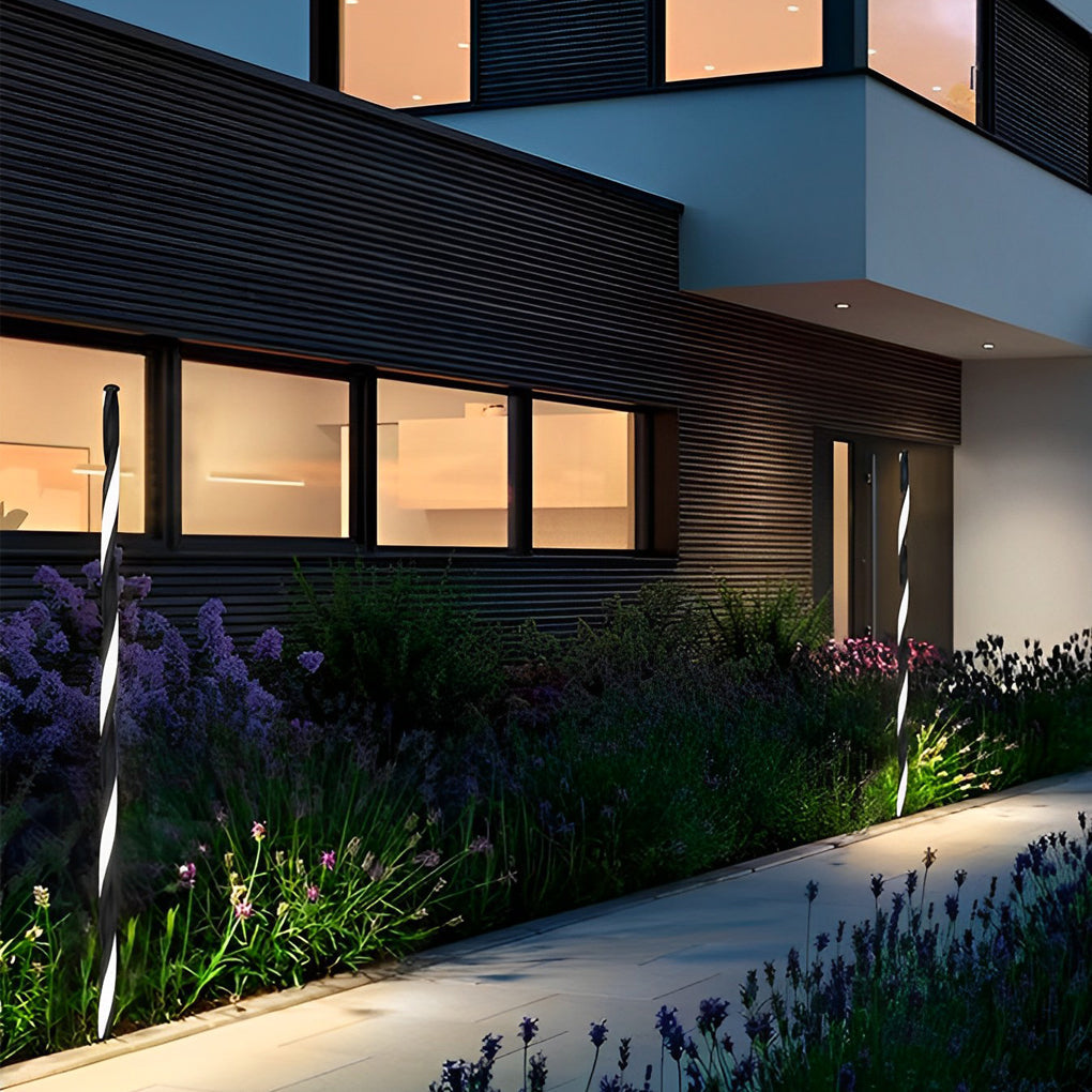 Linear Black LED Solar Path Lamp Modern Outdoor Landscape Lighting