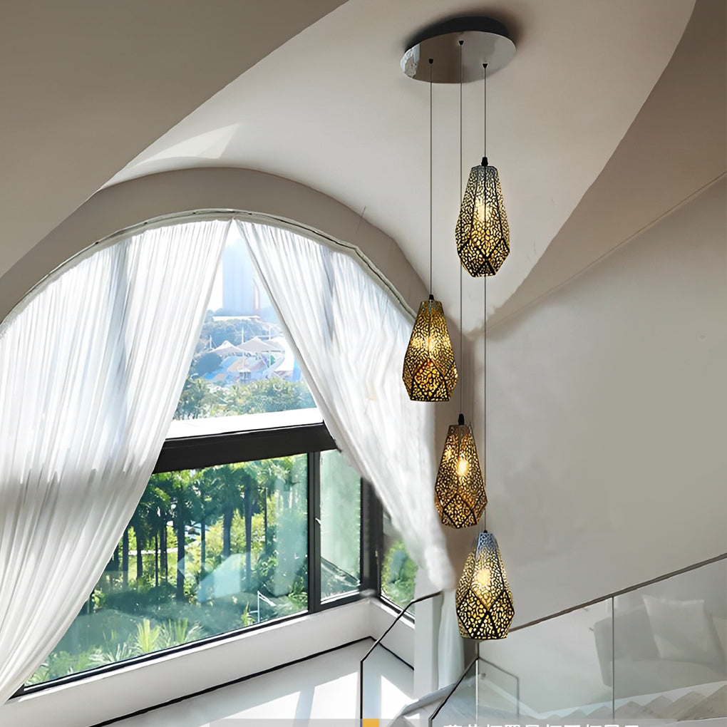 Hollow Gourd Pendant Light - Modern Stainless Steel Chandelier
