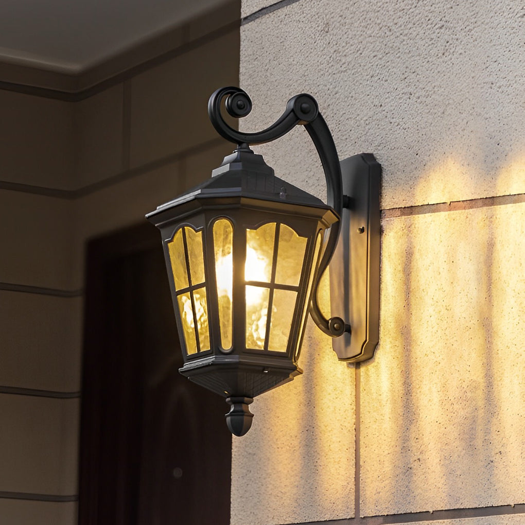 Modern Solar Outdoor Wall Light - Aluminum & Glass - Black