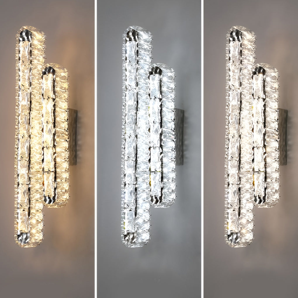 Crystal LED Wall Sconce with 3-Step Dimming Modern Wall Lamp