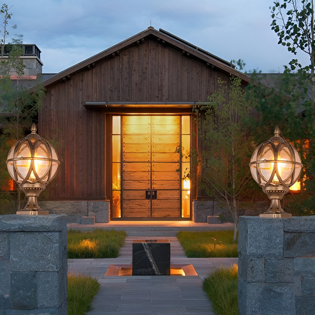 Glass Aluminum Outdoor Post Cap Light with E27 Socket