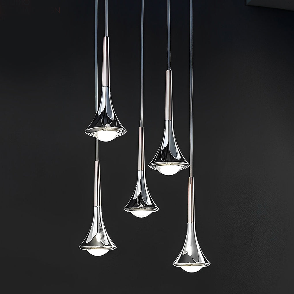 Water Drop Metal LED Pendant Light Modern Nordic Staircase Chandelier
