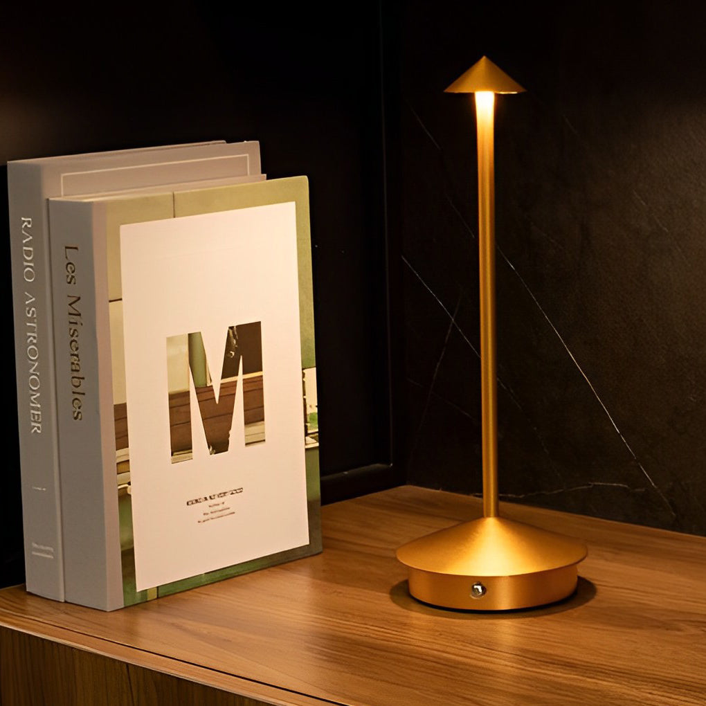 Cordless Mushroom Table Lamp - Modern Aluminum LED Touch Dimming