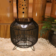 Solar Rattan Outdoor Lantern - Waterproof LED Floor Lamp