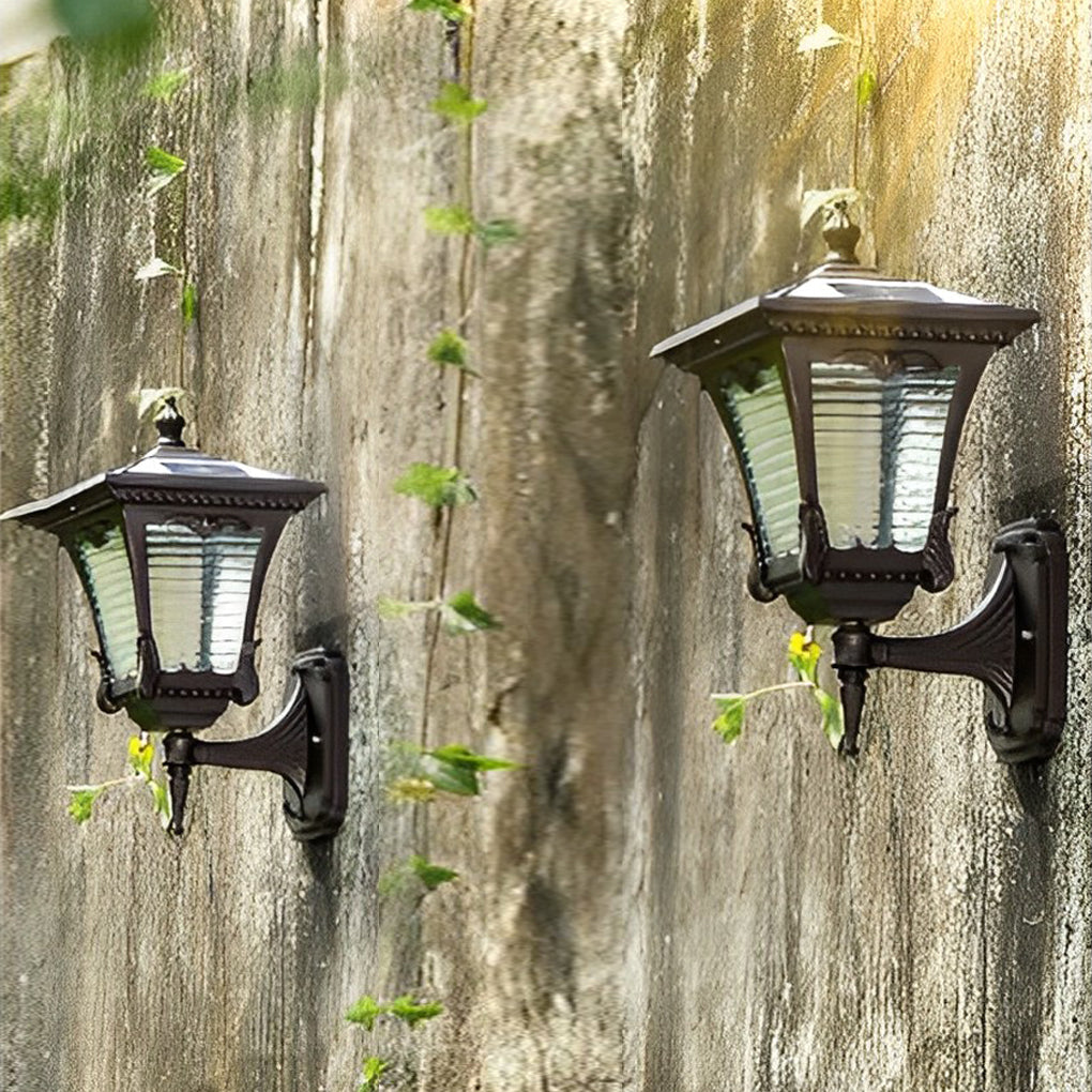 Modern Striped Glass Solar LED Outdoor Wall Light - Black