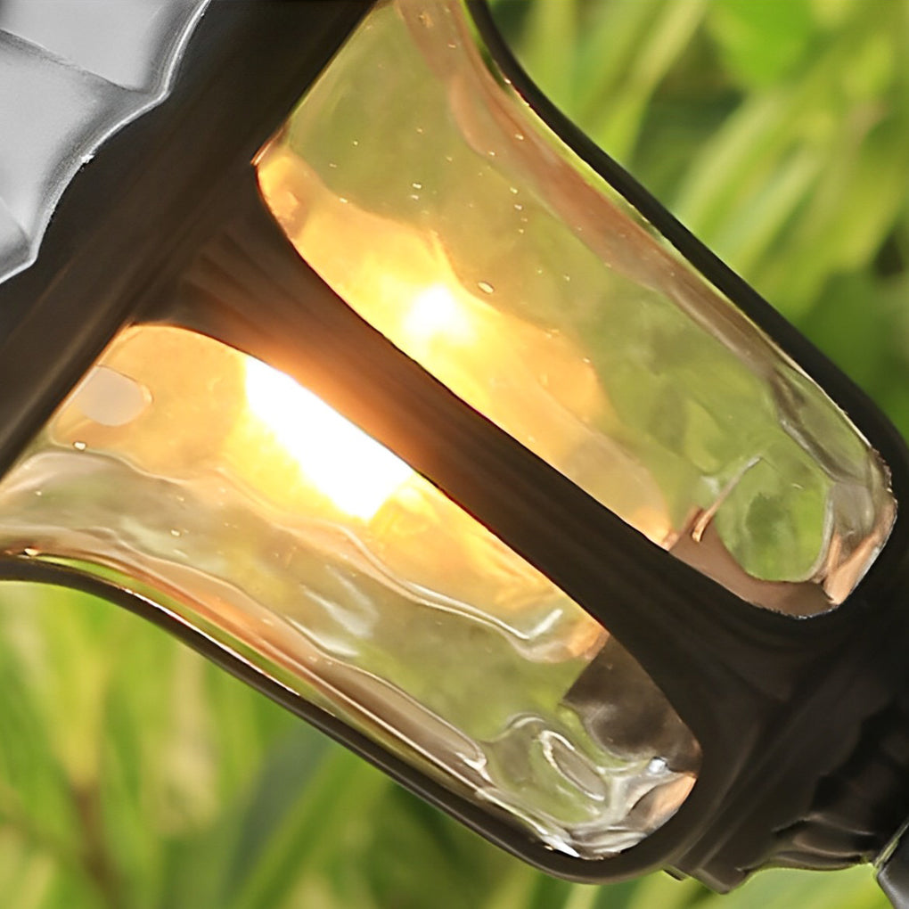 Vintage Black Outdoor Lawn Post Light with Water Glass Lens