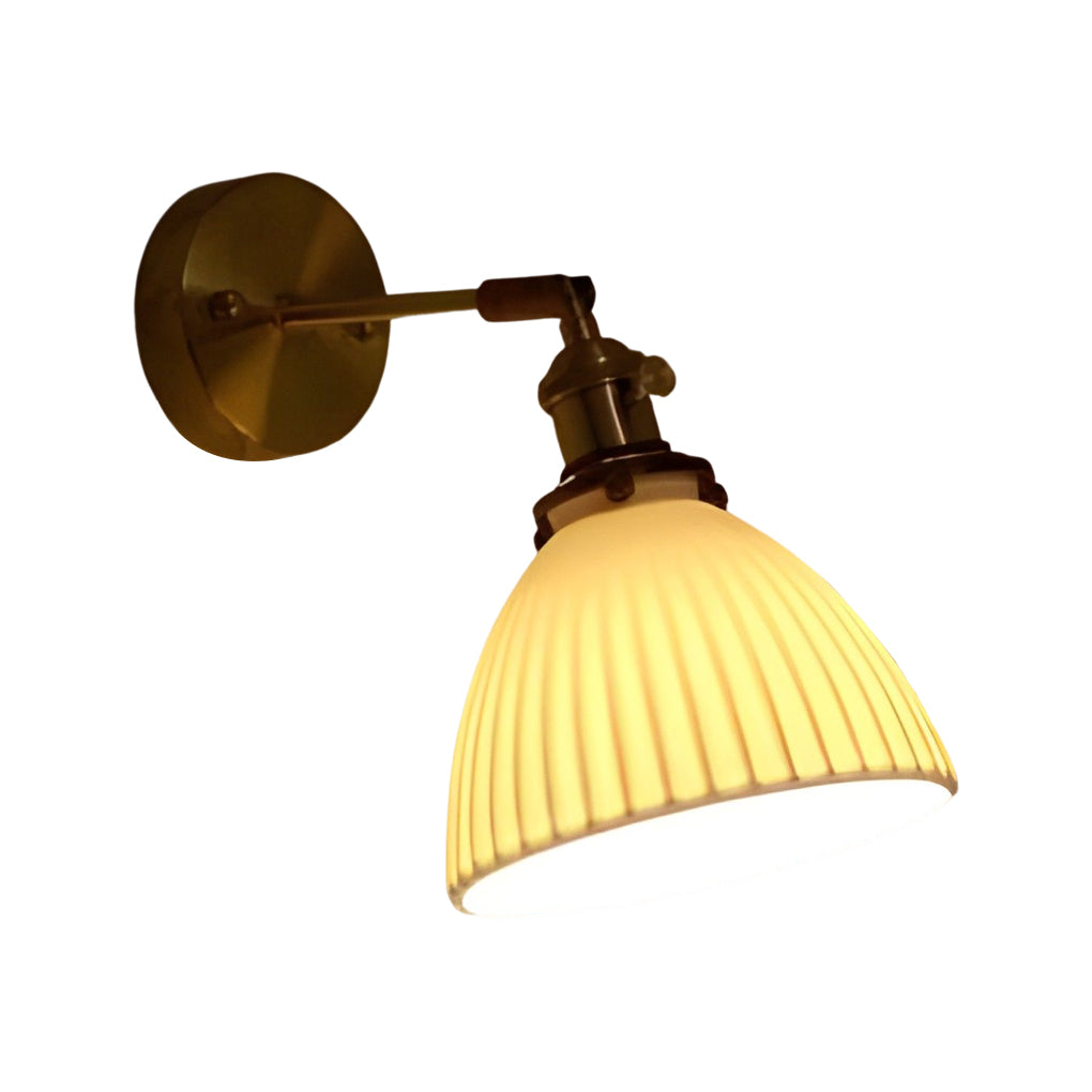 Modern Ceramic Pendant Light with Walnut & Copper Accent - 12W LED