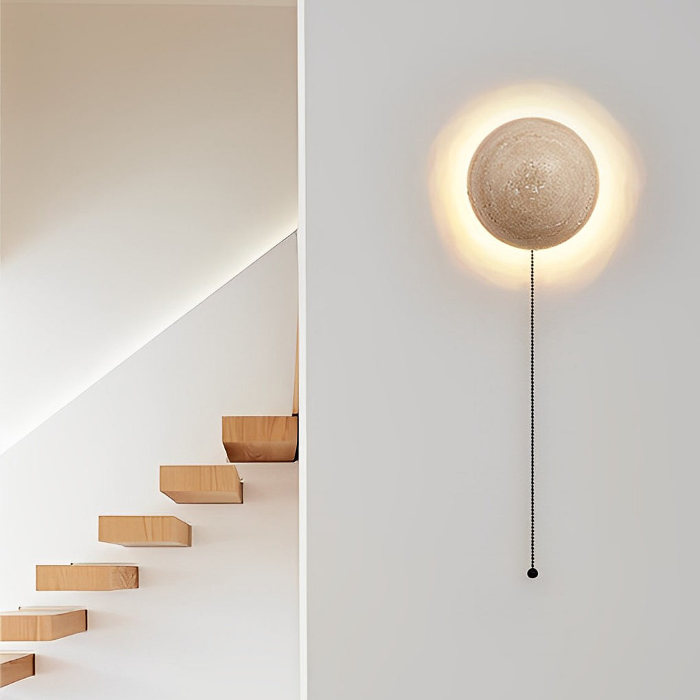 Travertine Stone Round LED Wall Sconce Modern Minimalist Design