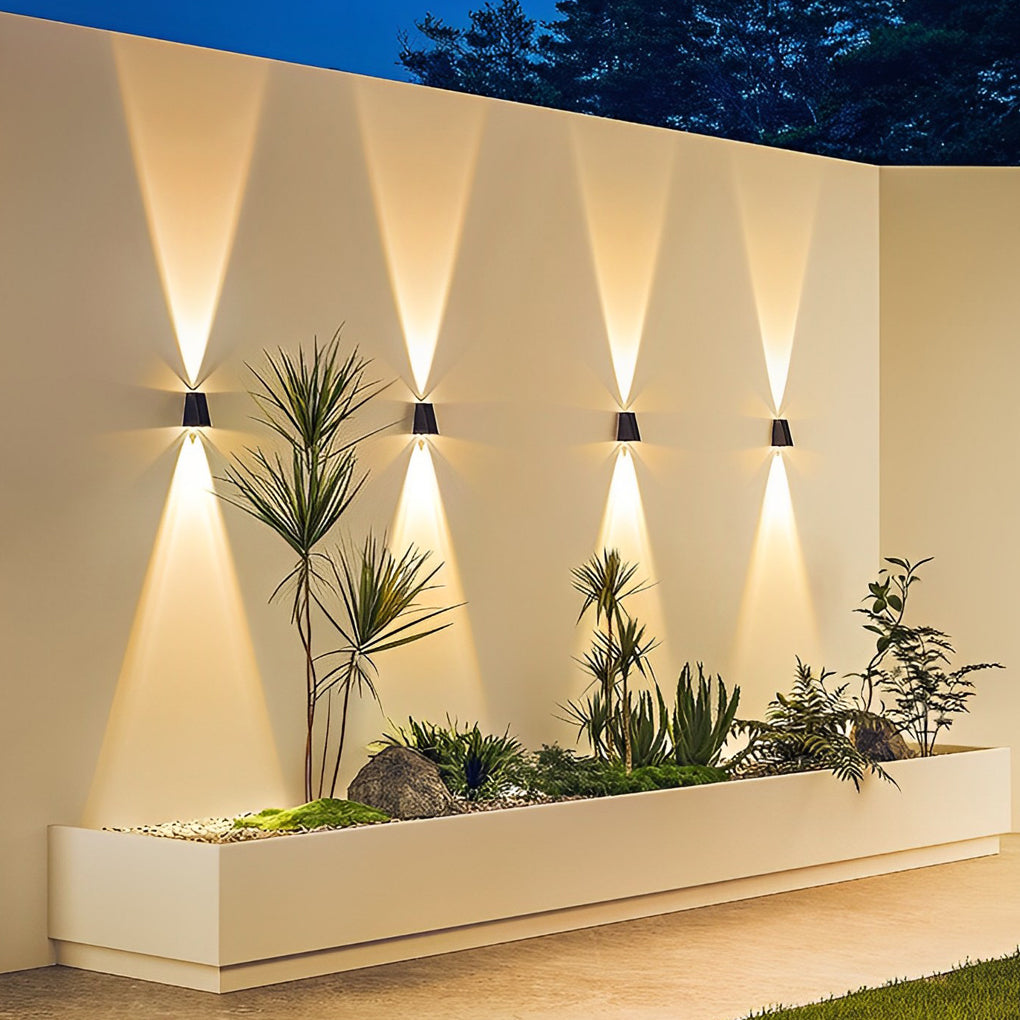 Modern Solar LED Outdoor Wall Light - Up Down Waterproof Black