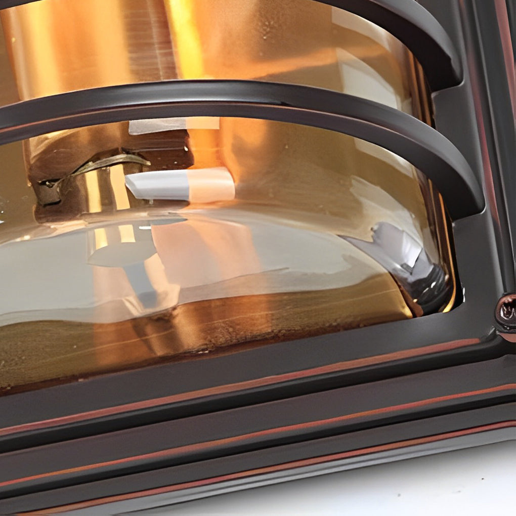 Modern Aluminum & Glass Outdoor Wall Light - Waterproof Brown Finish