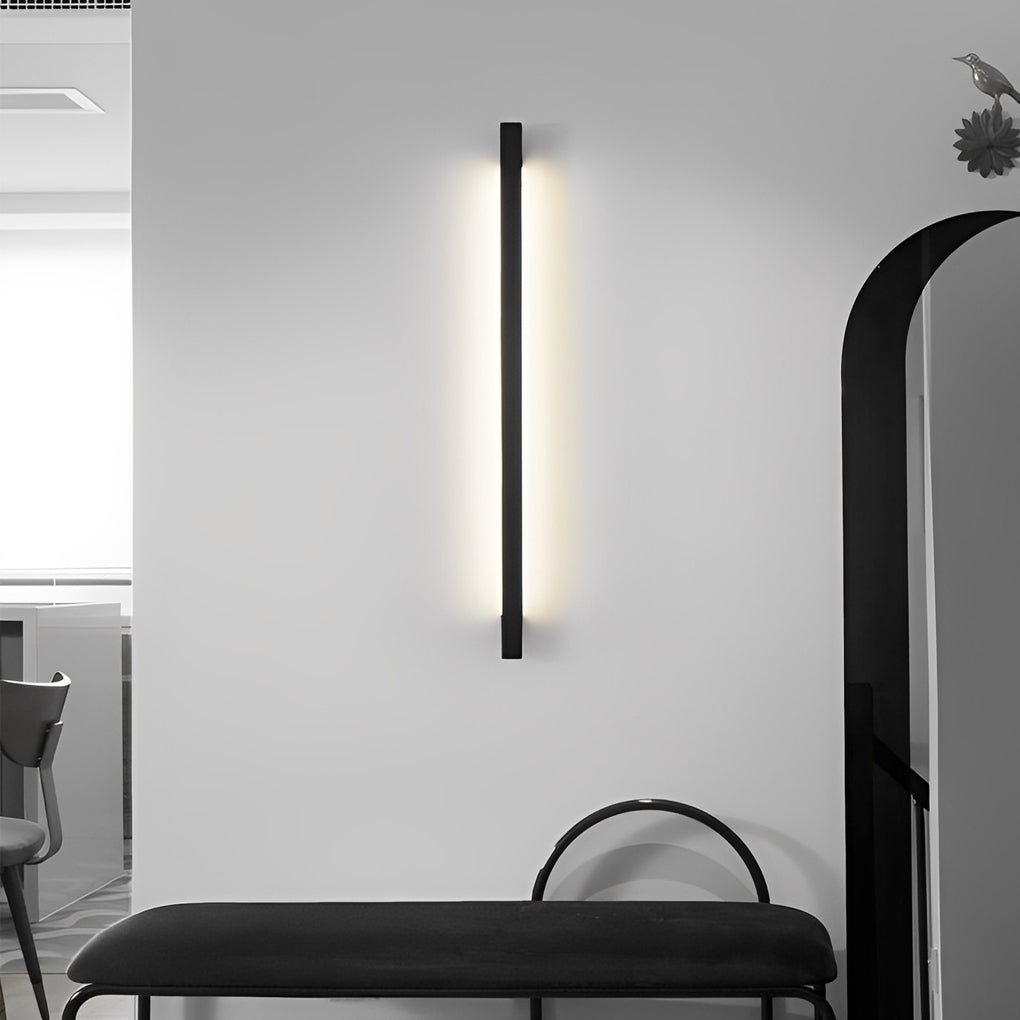Minimalist LED Strip Wall Light with 3-Step Dimming - Black Iron