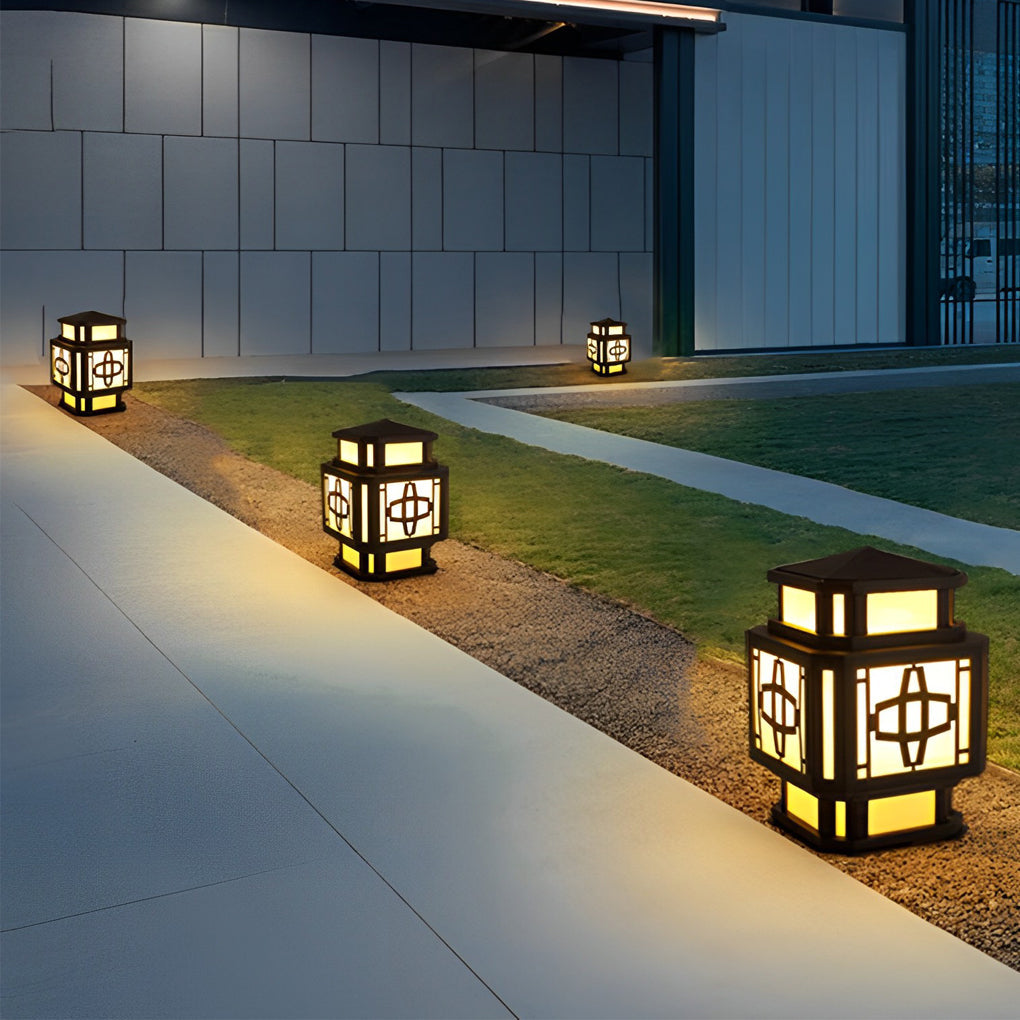 Modern LED Outdoor Post Light - Stainless Steel & Marble Finish