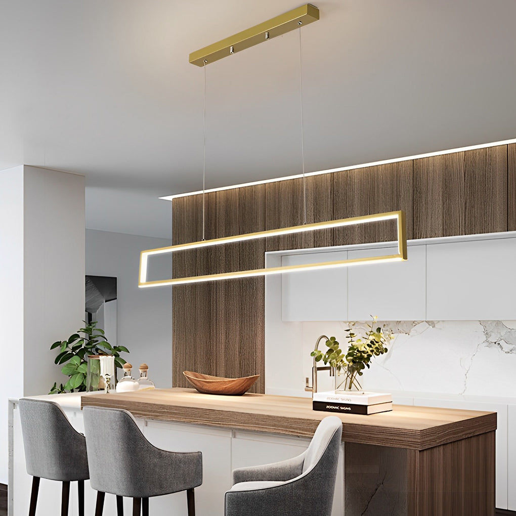 Rectangular Frame LED Modern Pendant Chandelier 47" Aluminum