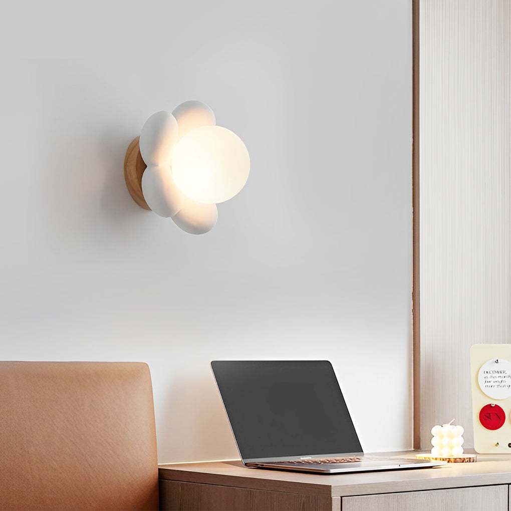 Flower Wall Sconce Modern Wood Glass Nordic Bedroom Lighting
