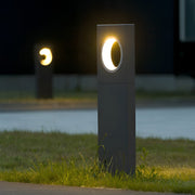 Modern Black Aluminum Outdoor Pathway Bollard Light with Round Top