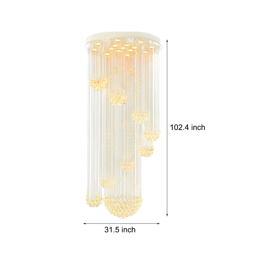 Spiral Crystal Raindrop LED Staircase Chandelier Modern Luxury