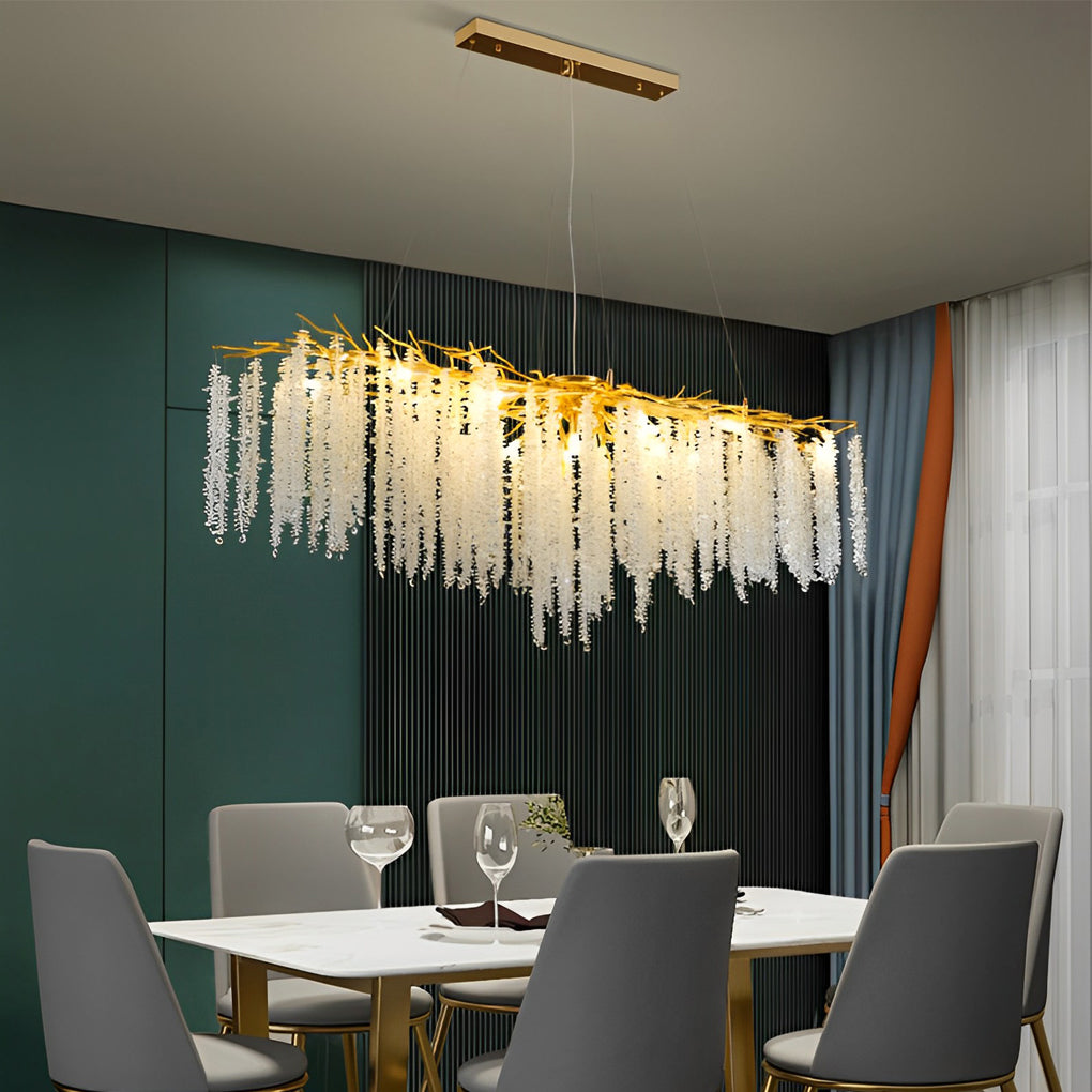 Crystal Branch Chandelier Modern 3-Step Dimming Aluminum Pendant
