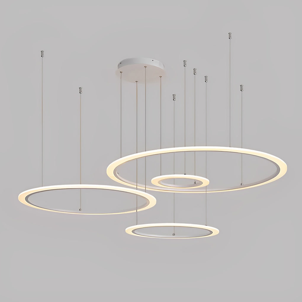 Four-Ring Dimmable LED Geometric Chandelier - Modern Pendant Light