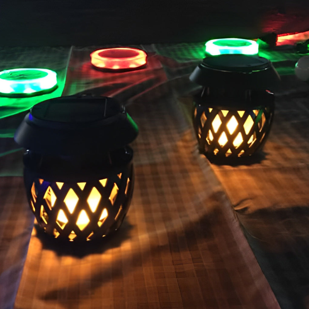 Portable Solar LED Outdoor Lantern with Flickering Flame Effect