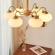 Modern Farmhouse Glass Wood Chandelier - 4 or 6 Light E27 Fixture