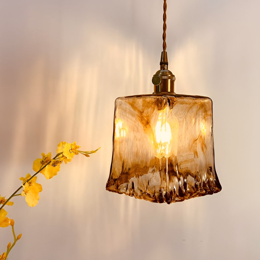 Modern Glass Pendant Light with Electroplated Metal Finish