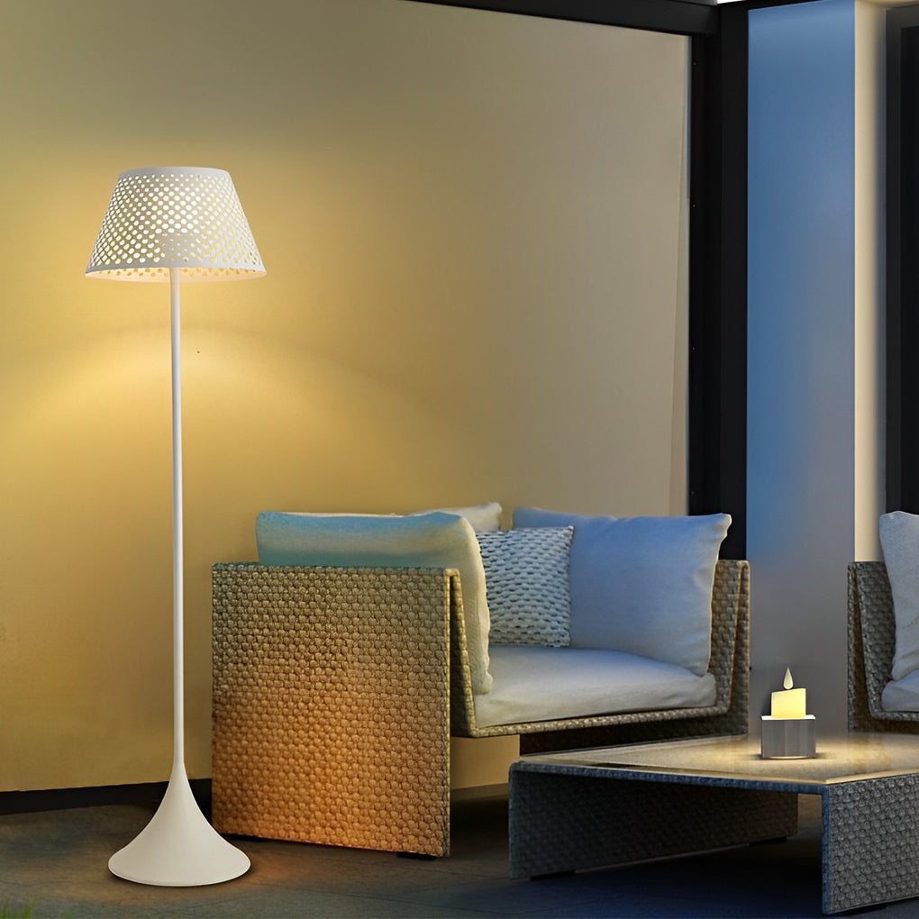 Modern Mesh Solar Outdoor Floor Lamp - Stainless Steel