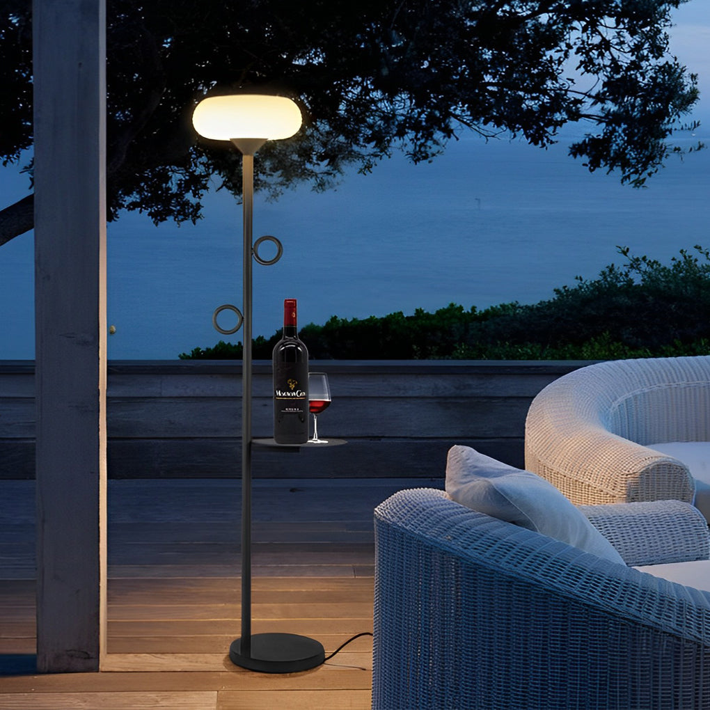 Modern LED Outdoor Floor Lamp with Remote Control - Black Steel