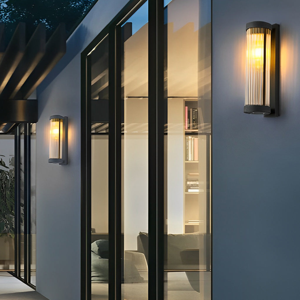 Modern Glass Solar Wall Lamp - Outdoor Waterproof LED Sconce