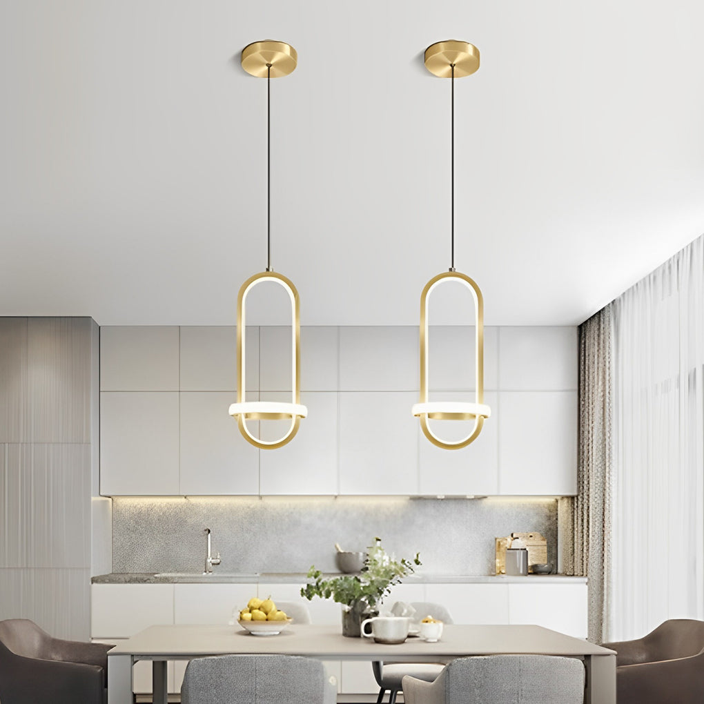 Modern Rounded Rectangle LED Pendant Light Aluminum Silicone Shade