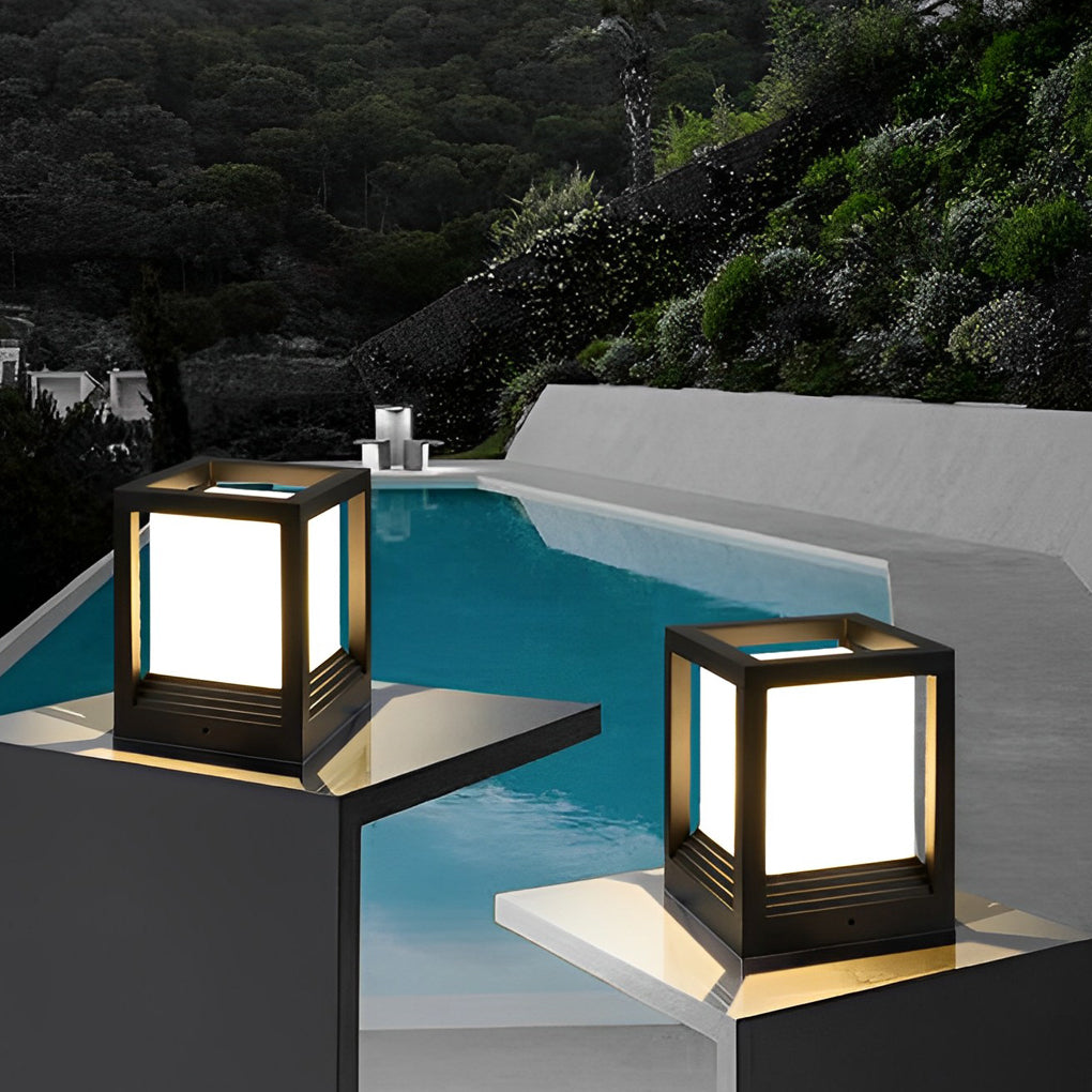 Modern Square Aluminum Solar LED Outdoor Fence Post Light