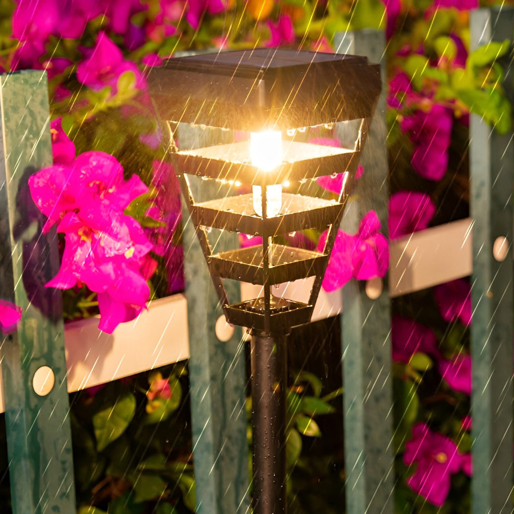 Modern Solar Black Outdoor Post Light with Intelligent Control