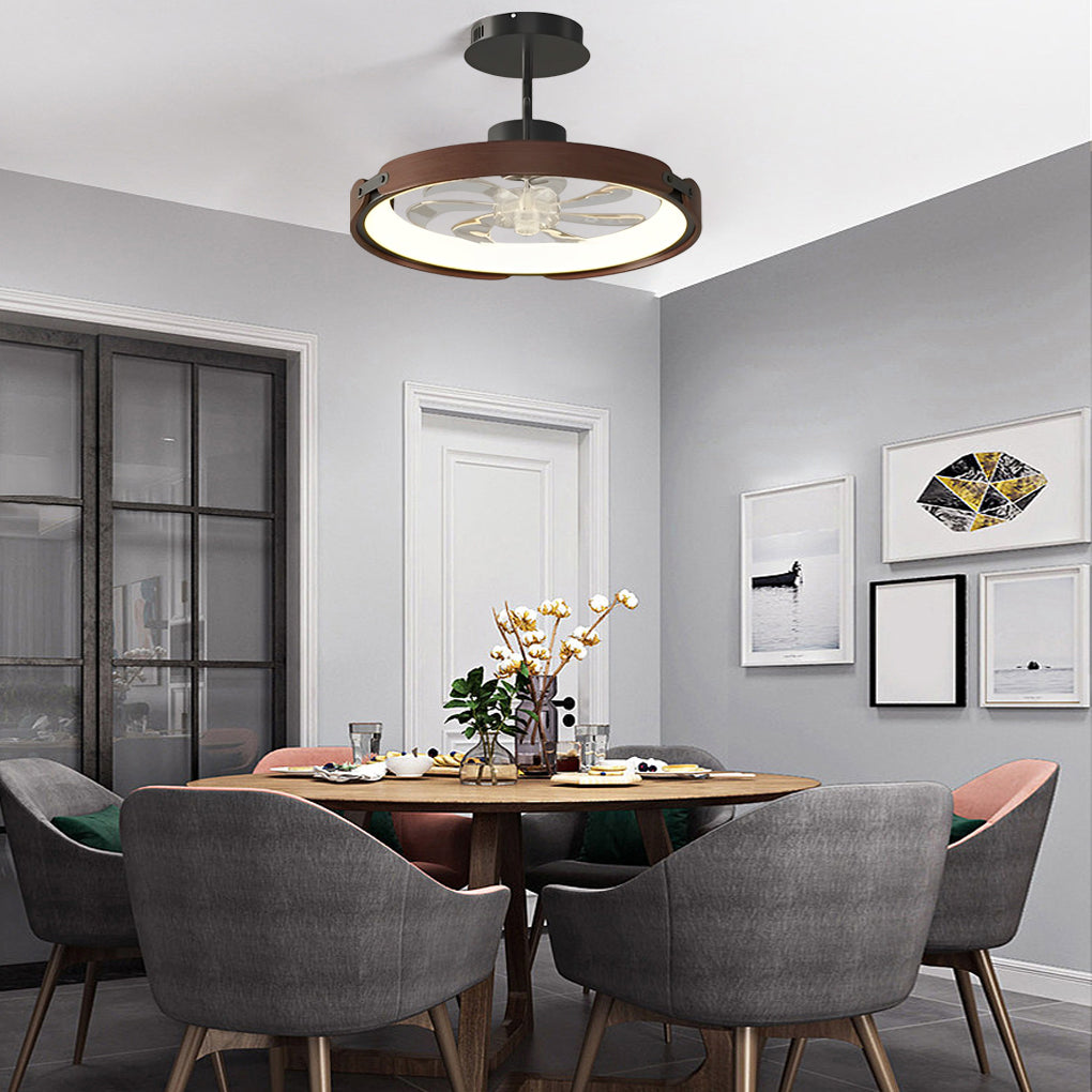 Wood Bladeless Ceiling Fan Light with LED & APP Control