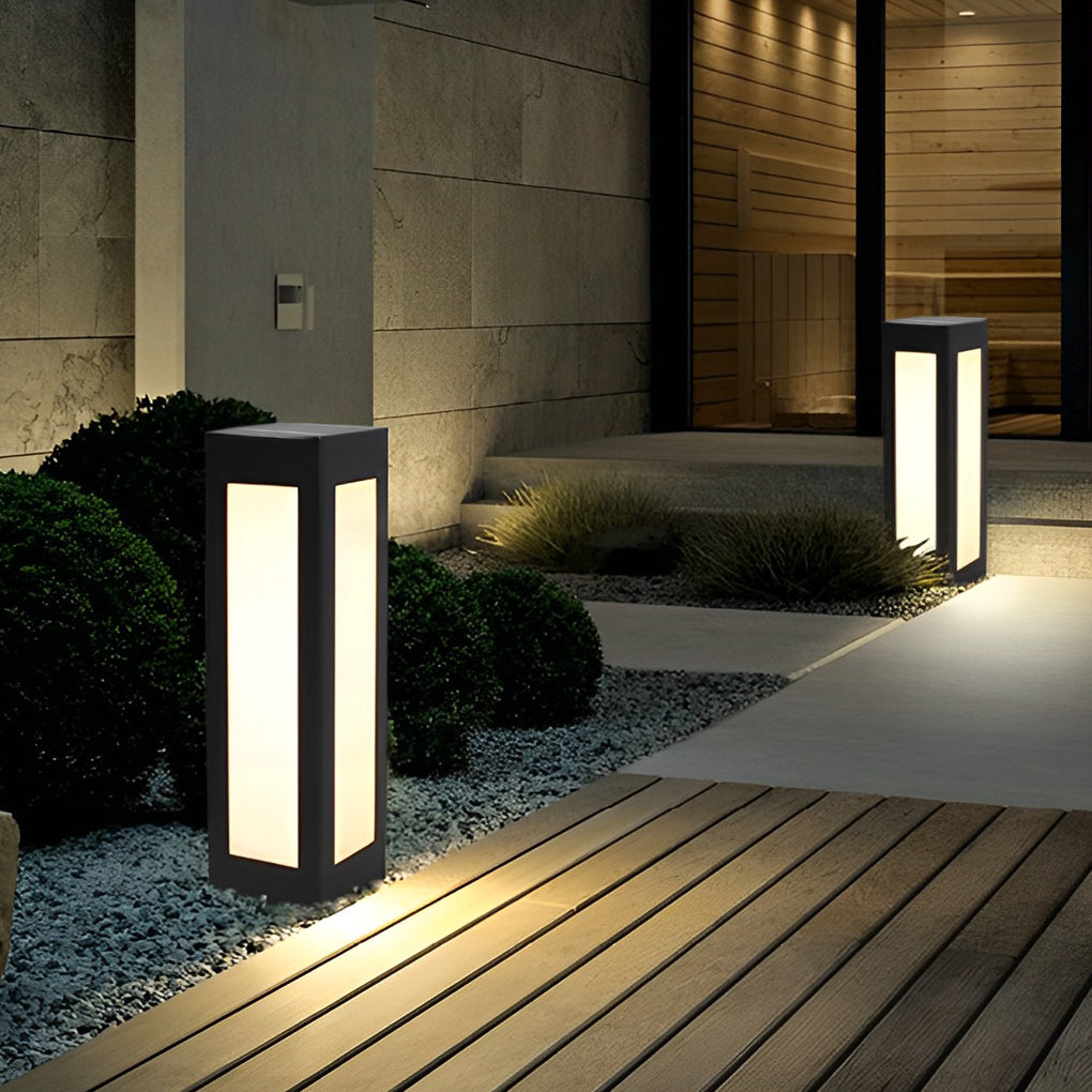 Modern Black Solar Bollard Light - LED Outdoor Pathway Lighting
