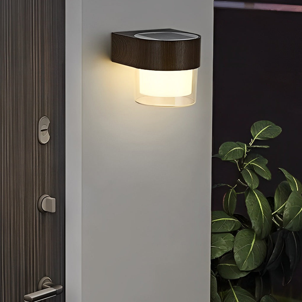 Modern Solar LED Outdoor Wall Light - Black Iron Waterproof
