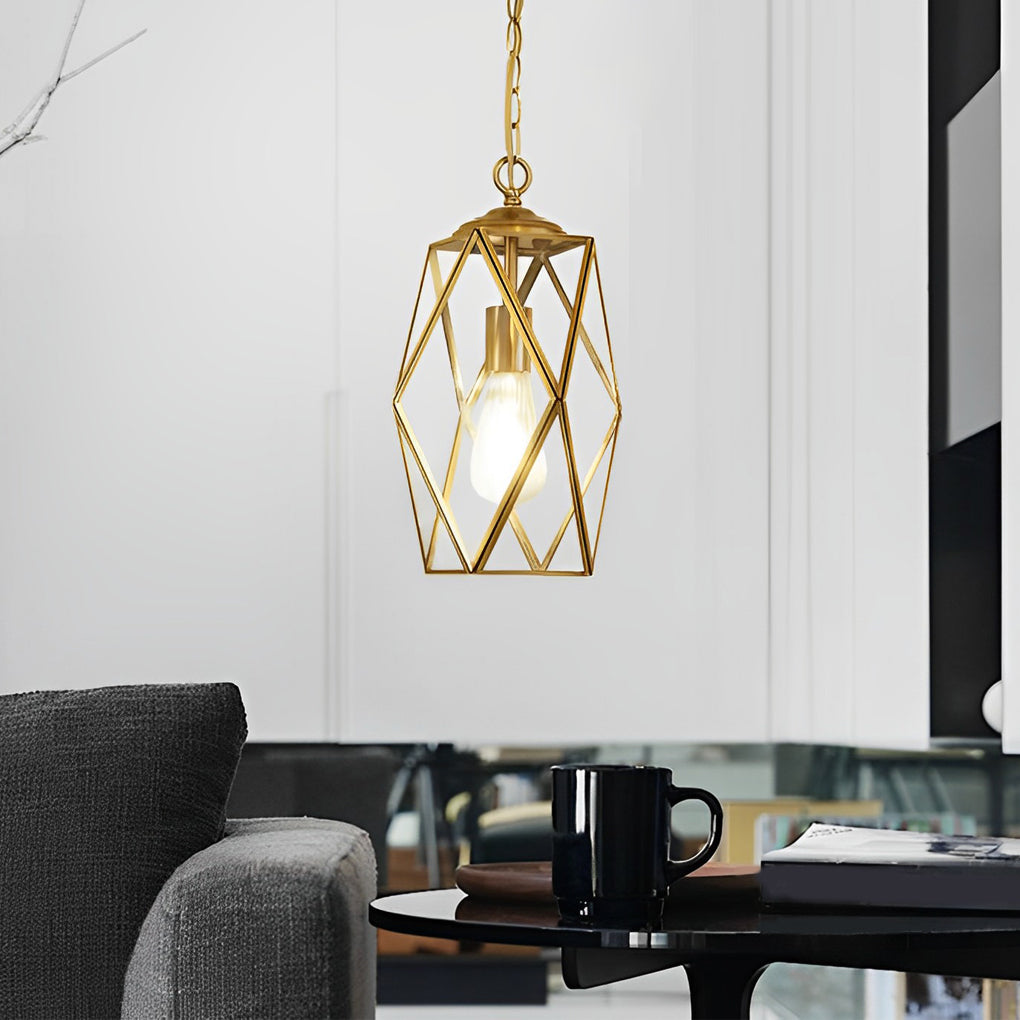 Industrial Glass Pendant Light with Copper Finish